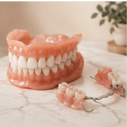 Dentures dental treatment illustration